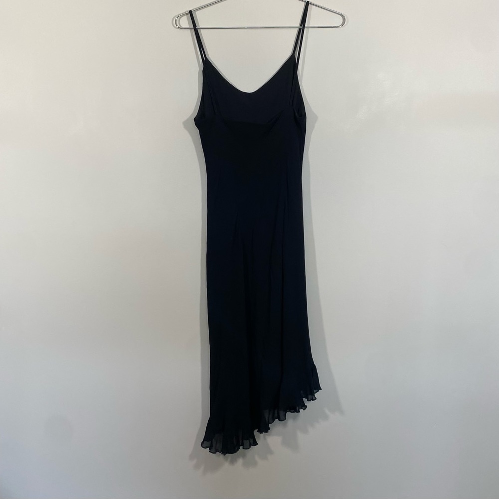 Ralph Lauren Black Slip Mini Dress with Asymmetric Hem - Picture 2 of 6